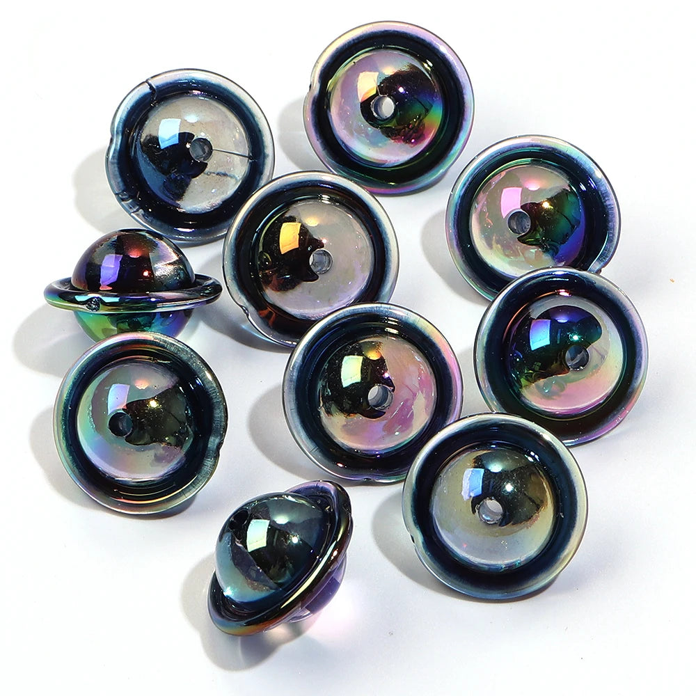 UFO Shape Color Plated Acrylic Spacer Beads 10pcs – DIY Jewelry Acrylic Spacer Beads PLUSH black