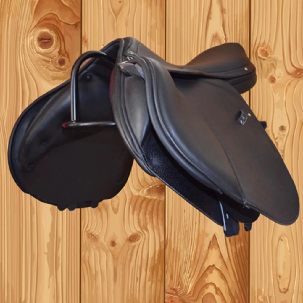 Wall-Mounted Black Metal Saddle Rack – Curved Support & Brace Saddle Rack PLUSH
