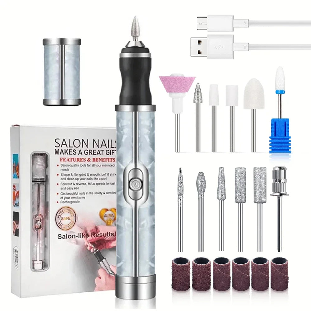 Electric Nail Drill Machine – Rechargeable Manicure Kit 20000RPM Electric Nail Drill PLUSH Blue
