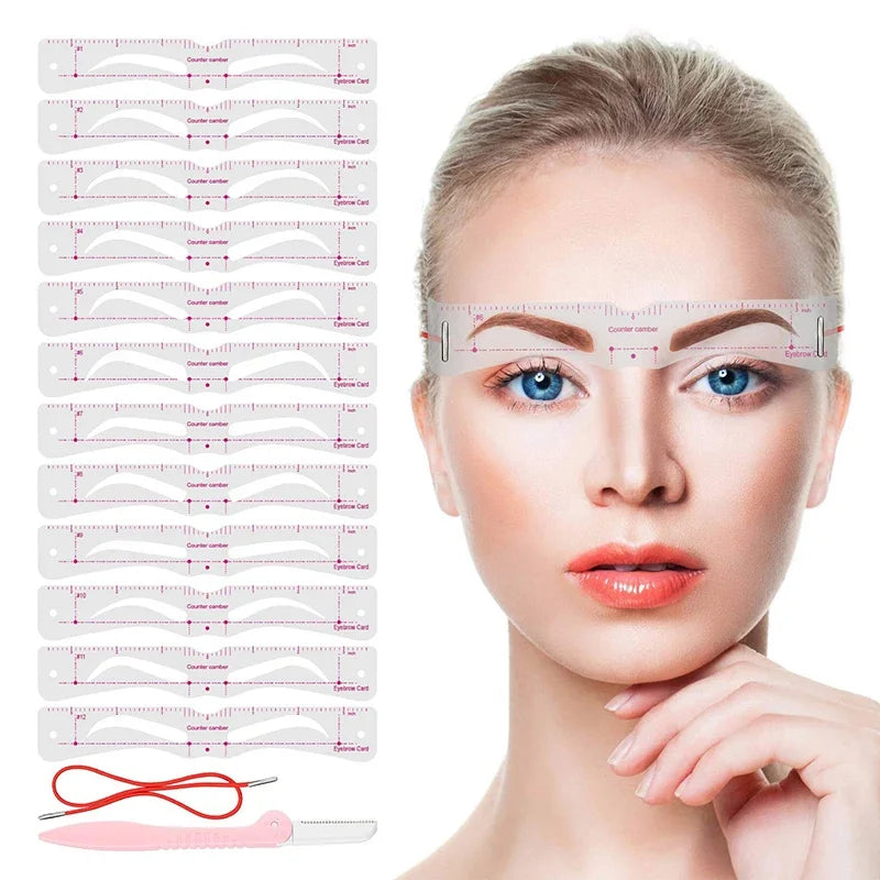 12-Style Reusable Eyebrow Stencil Set – DIY Brow Templates Eyebrow Stencil Set PLUSH