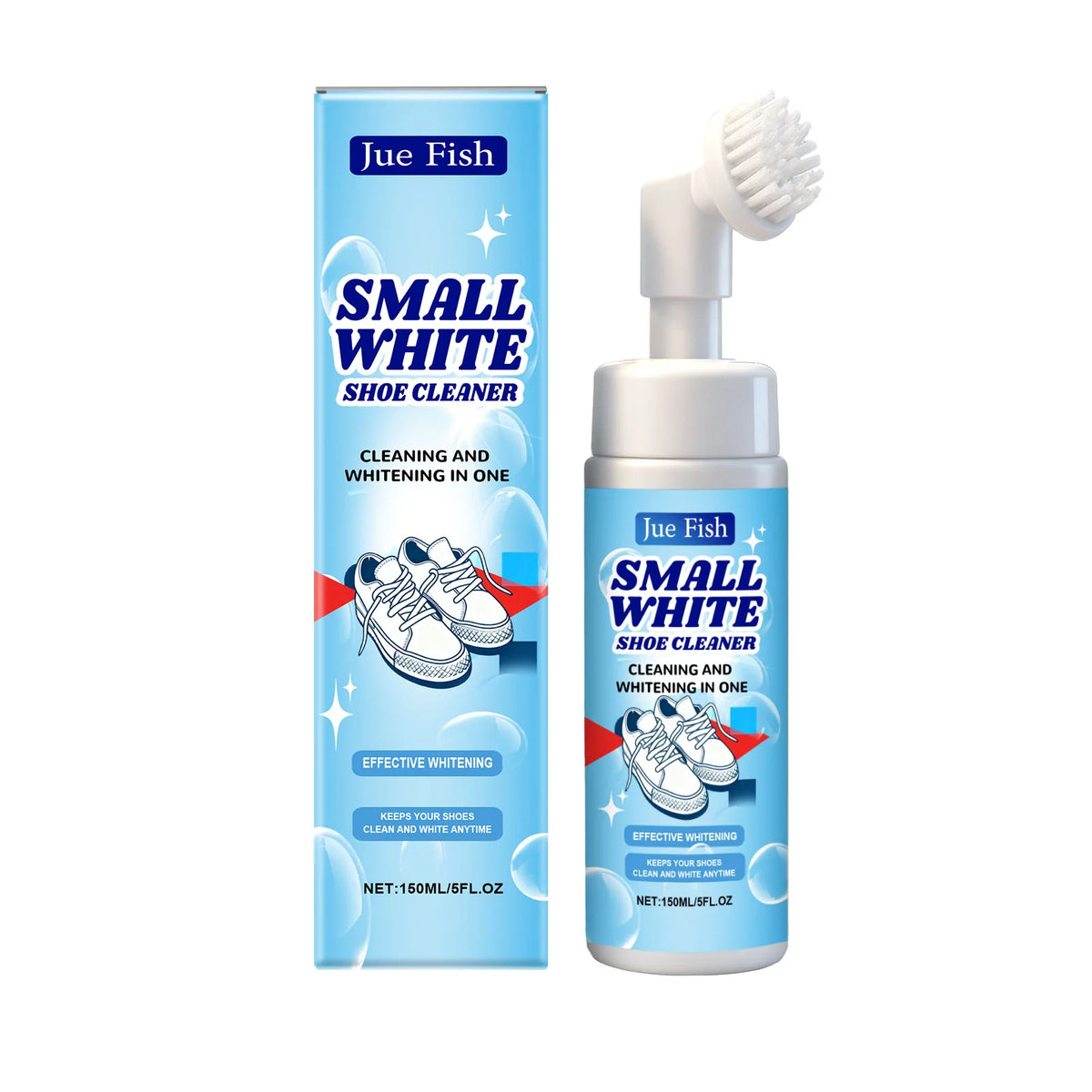 Jue-Fish No-Wash Shoe Cleaning Foam | Whitening Polish Shoe Cleaning Foam PLUSH 150ml Boxed
