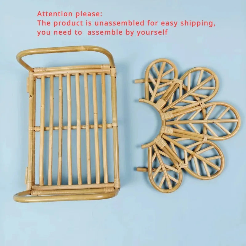 Newborn Photography Prop Retro Rattan Basket Chair 0–6M Newborn Photo Prop PLUSH
