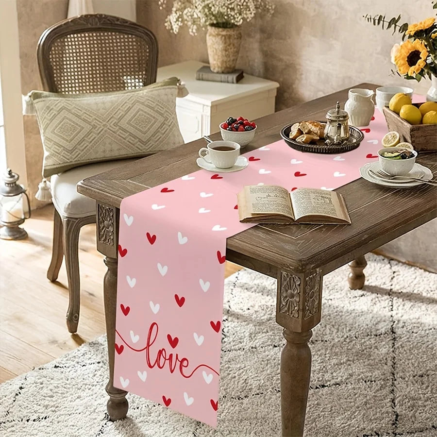 Heart Pattern Tablecloth | Valentine's Day Table Runner Table Runner PLUSH