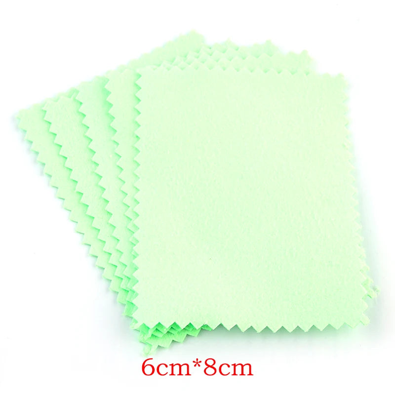 50pcs Silver Polishing Cloths – Jewelry & Glasses Cleaner Jewelry Polishing Cloth PLUSH Green-6x8cm