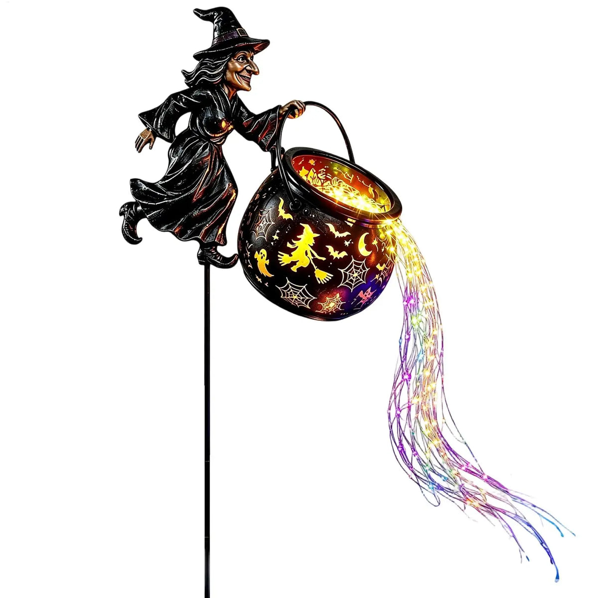 Halloween Witch Cauldron LED Stake Light – Outdoor Garden Decor Halloween Stake Light PLUSH