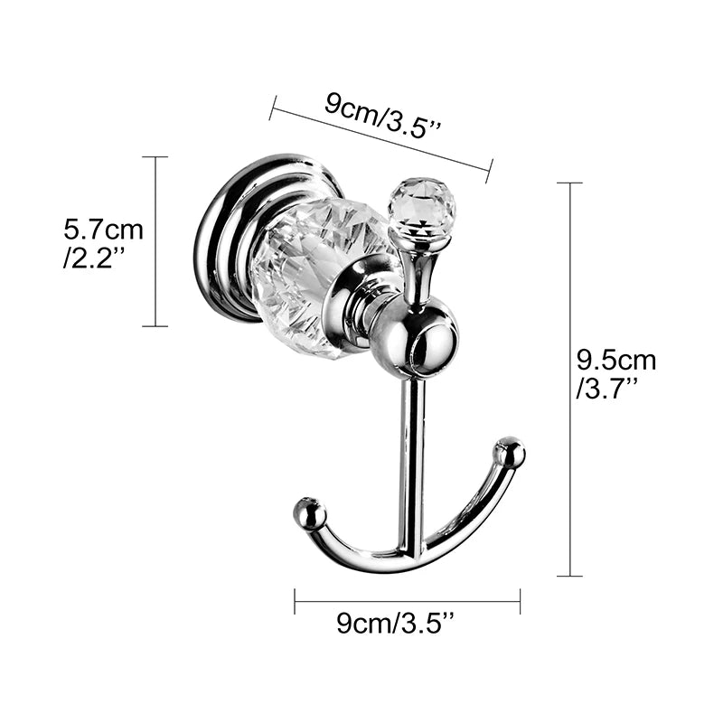 Crystal Robe Hook Wall Mount – Chrome & Gold Towel Hanger Robe Hook PLUSH