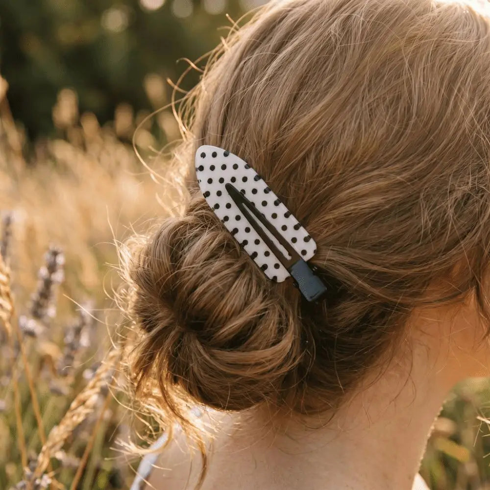 Black & White Acrylic Hair Clips – Minimalist Polka Dot Hairpin Acrylic Hair Clips PLUSH
