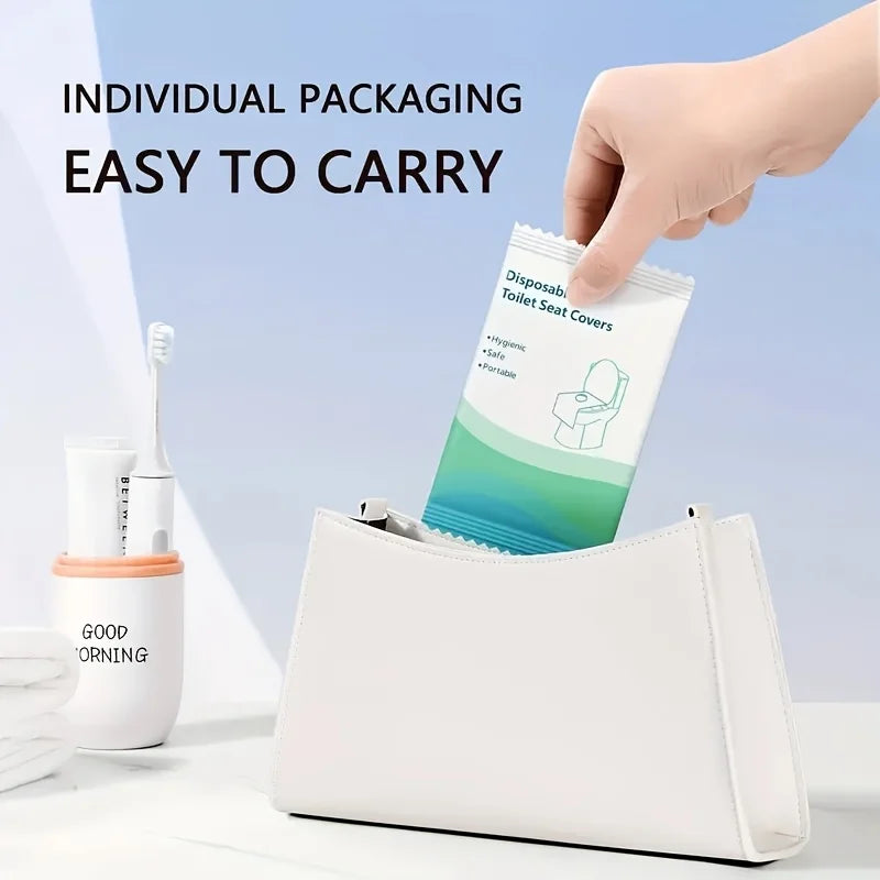 50pcs XL Disposable Toilet Seat Covers – Travel & Camping Disposable Seat Covers PLUSH