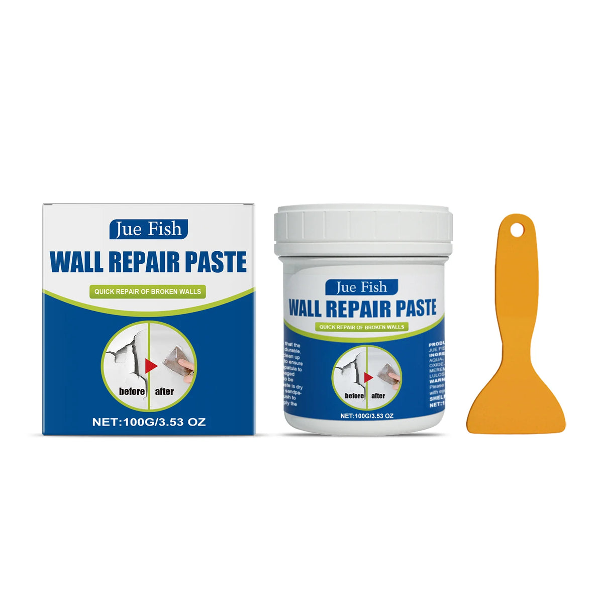 Waterproof Wall Repair Paste & Spatula – No-Mix Quick Dry Wall Repair Paste PLUSH 1 SET
