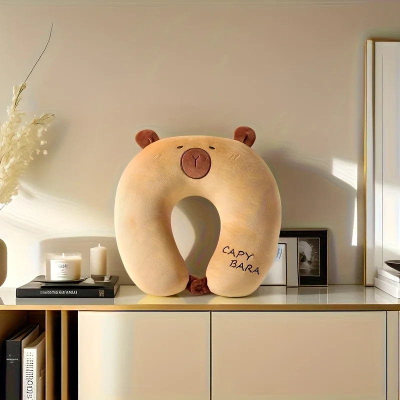 Capybara U-Shaped Neck Pillow – Travel, Office & Car Nap Travel Neck Pillow PLUSH