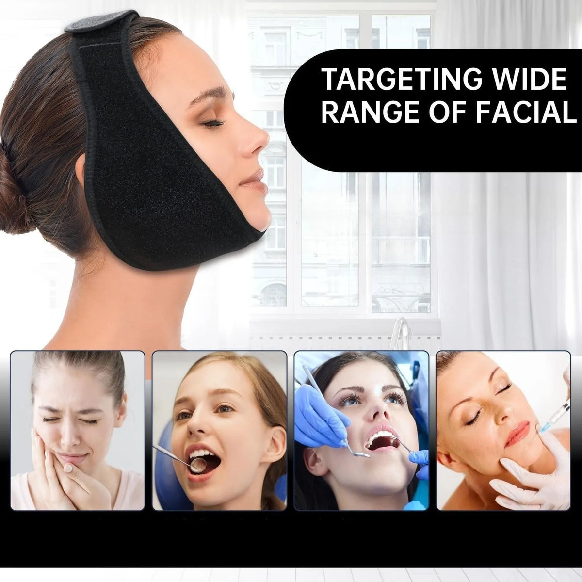 Jaw Ice Pack Head Wrap + 4 Gel Packs | Oral Surgery Recovery Cold Therapy Wrap PLUSH