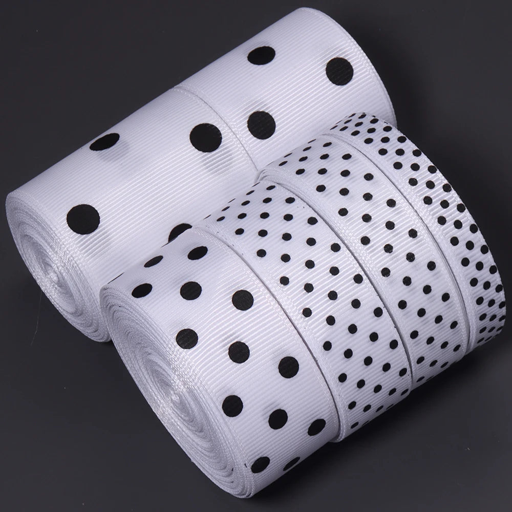 White Polka Dot Grosgrain Ribbon for Hair Bows & Gift Wrap Craft Ribbon PLUSH