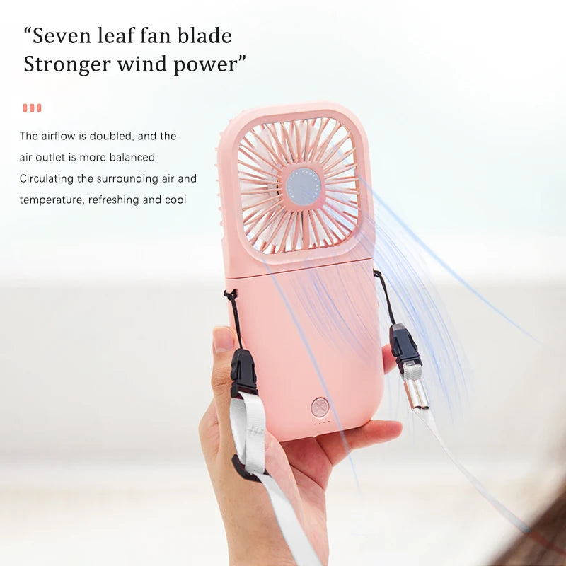 Foldable Handheld Neck Fan – USB Rechargeable 1200mAh Portable Neck Fan PLUSH