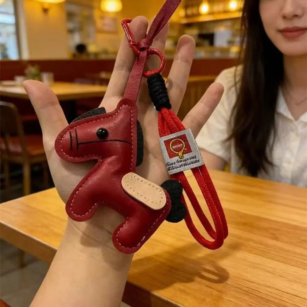 Cartoon Pony Leather Bag Charm & Keychain – Braided Rope Bag Charm Keychain PLUSH