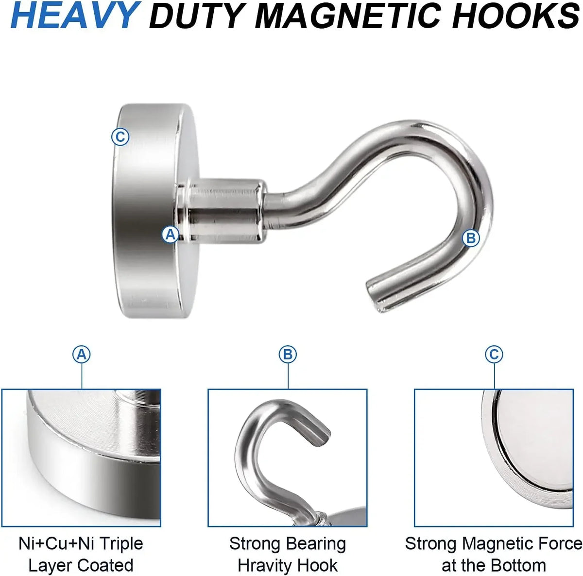 Strong Magnetic Hooks | Stainless Steel Multi-Purpose Hangers Magnetic Storage Hooks PLUSH