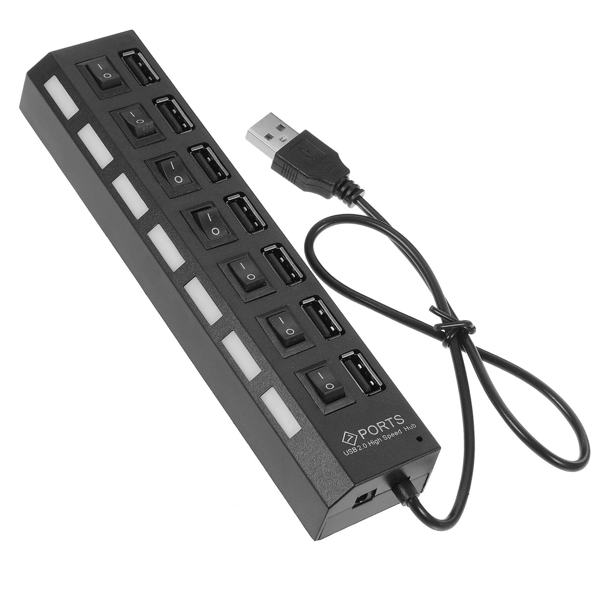 Foxnovo 7-Port USB 2.0 Hub with LED Indicators | Plug & Play USB Hub PLUSH
