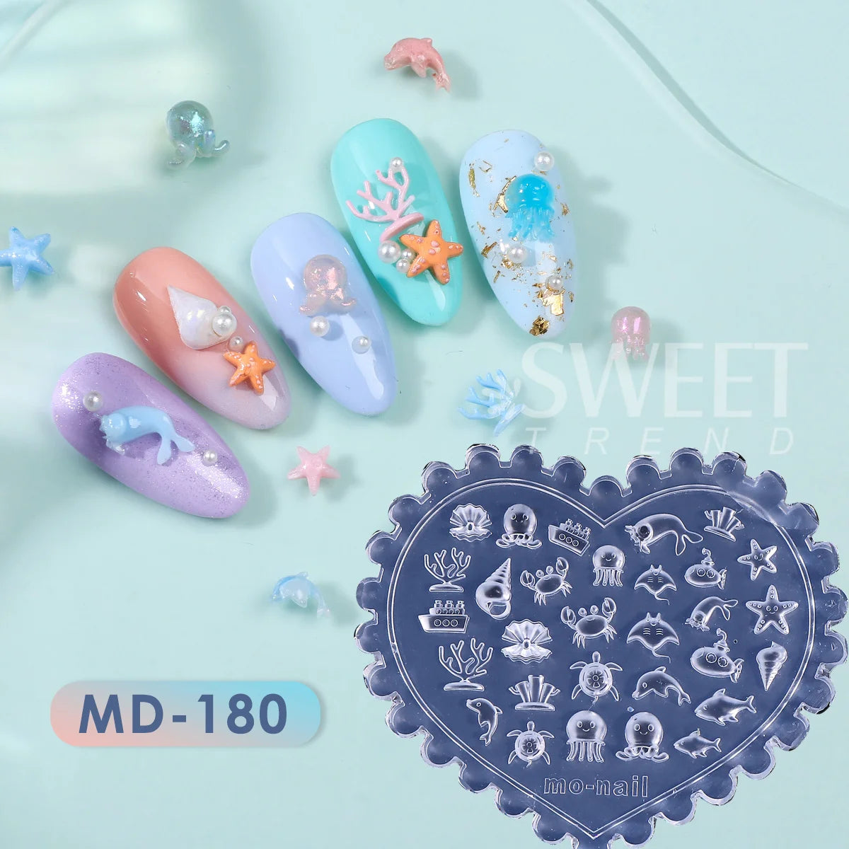 Ocean Silicone Nail Mold – 3D Starfish Shell Sea Life Art Nail Art Mold PLUSH