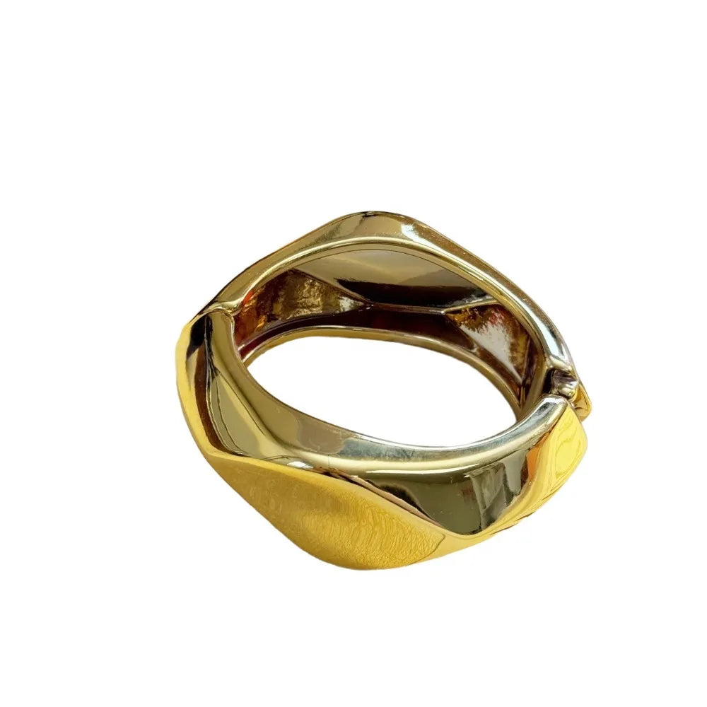 Irregular Acrylic Cuff Bangles – Colorful Vintage Open Design Acrylic Cuff Bangle PLUSH Gold