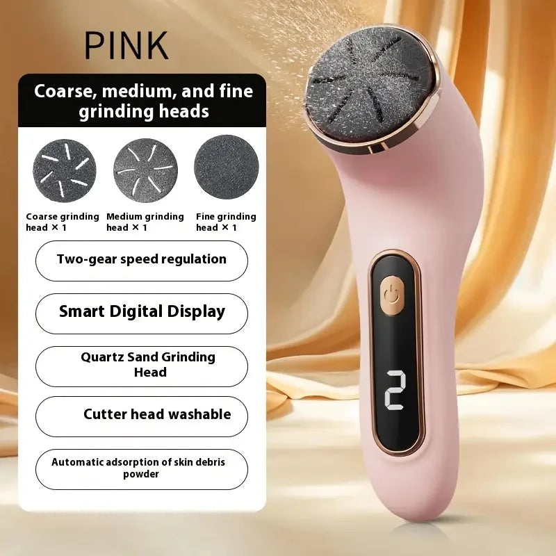 Rechargeable Electric Foot Polisher with Interchangeable Heads Electric Foot Polisher PLUSH Pink