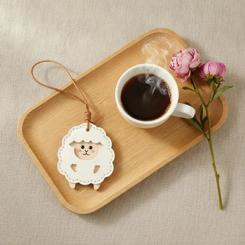 PU Leather Lamb Keychain – Cute Animal Bag Charm & Keyring Novelty Keychain Charm PLUSH