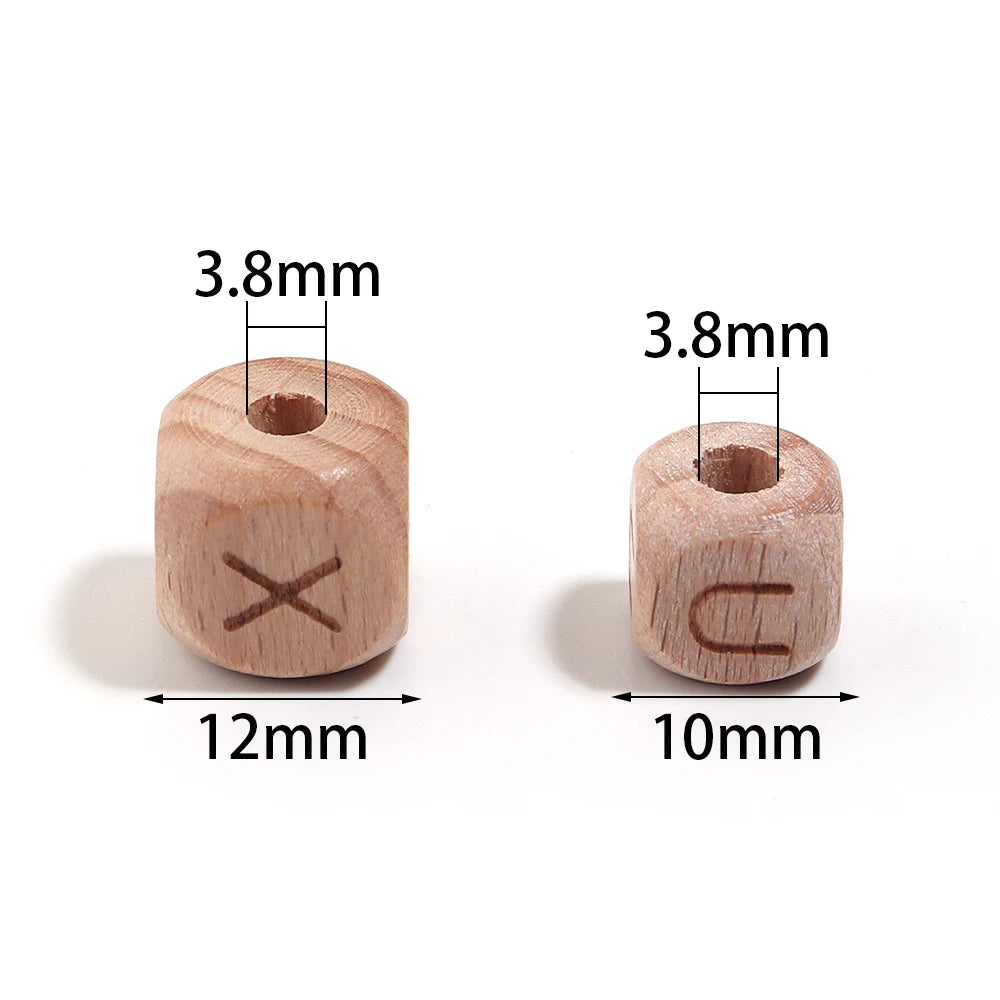 26pcs Wooden Alphabet Cube Beads 10/12mm – DIY Jewelry Making Alphabet Craft Beads PLUSH