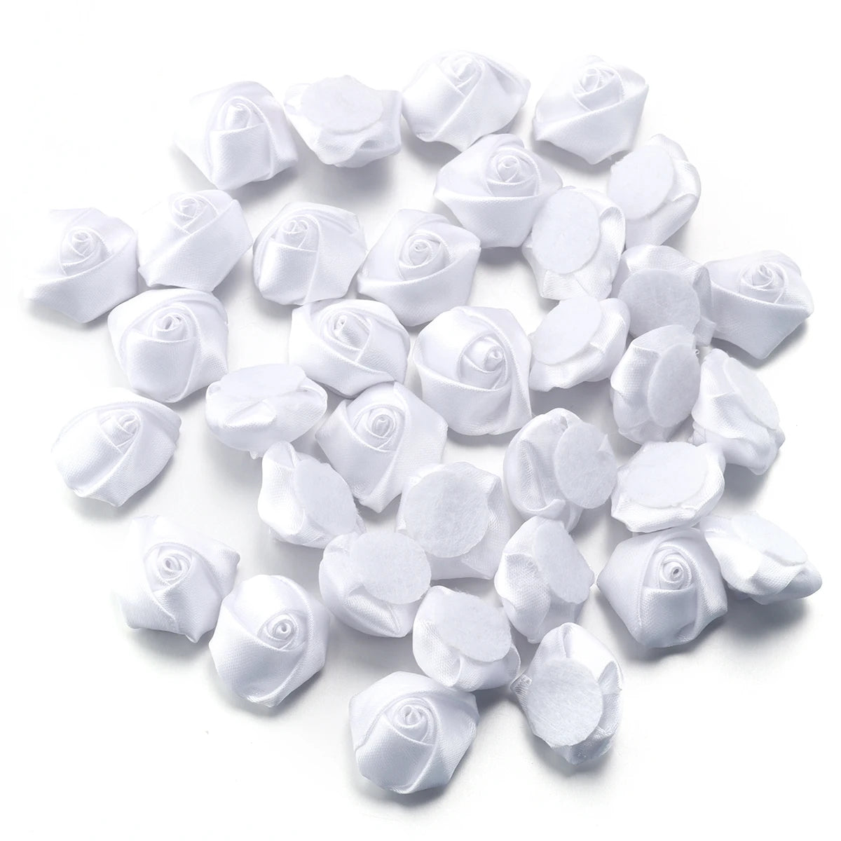 20pcs Mini Ribbon Rose Rosettes for DIY Hair Accessories & Crafts