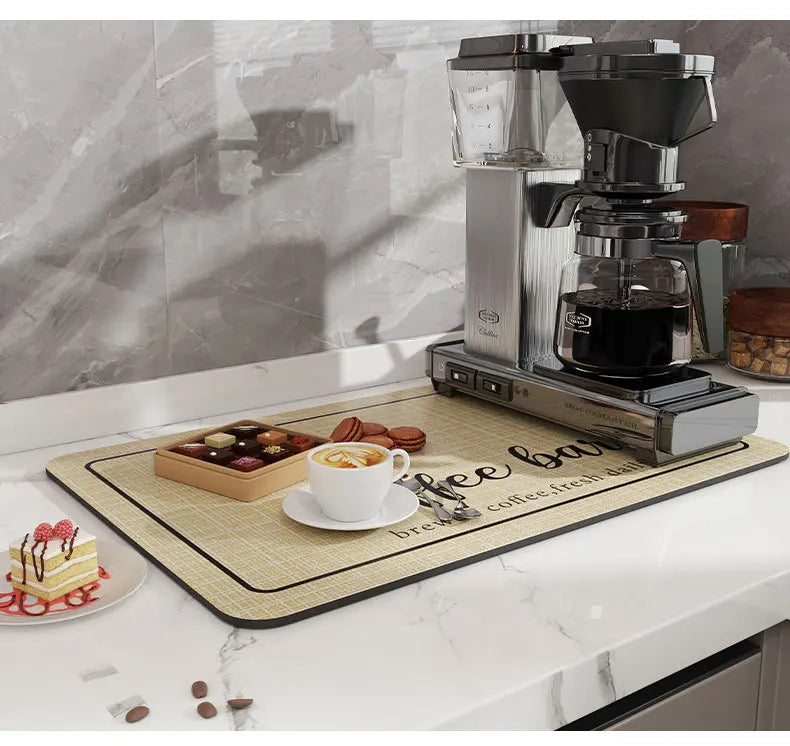 Diatom Mud Coffee Machine Mat – Water Absorbing Drip Pad Kitchen Drip Mat PLUSH
