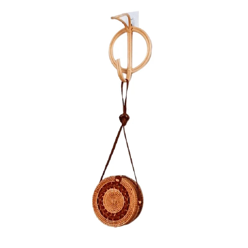 Natural Rattan Wall Hook – Retro Handmade Clothes Hanger Decorative Wall Hook PLUSH