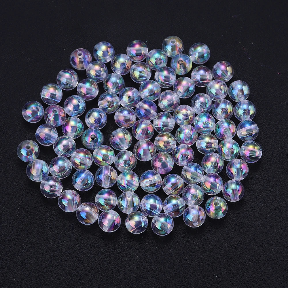 AB Color Round Acrylic Spacer Beads 6–12mm | DIY Jewelry Making Acrylic Spacer Beads PLUSH transparent 6mm x 300pcs