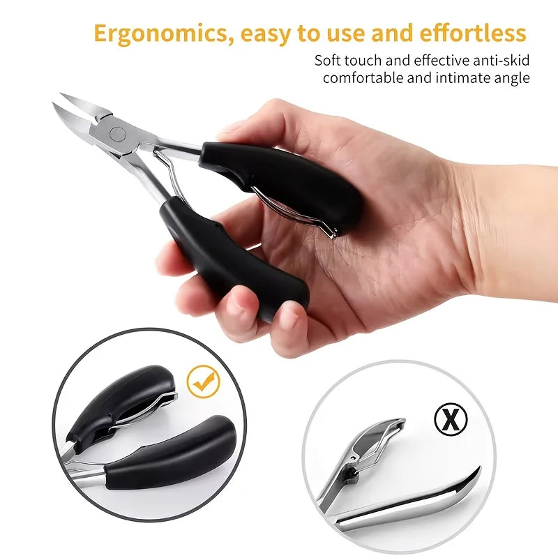 Ouriner Black Stainless Steel Cuticle Nipper & Nail Clipper Nail Manicure Set PLUSH