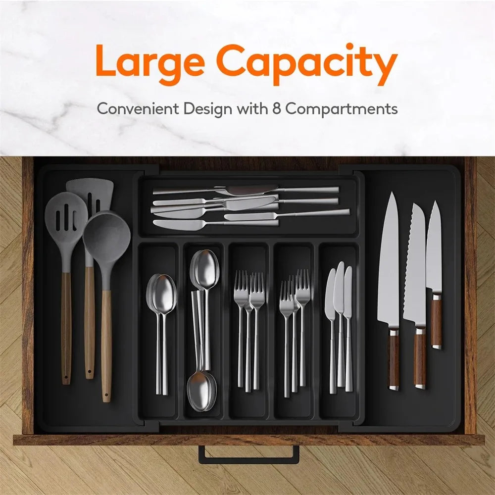 Adjustable Silverware Drawer Organizer – Expandable Utensil Tray Drawer Organizer Tray PLUSH
