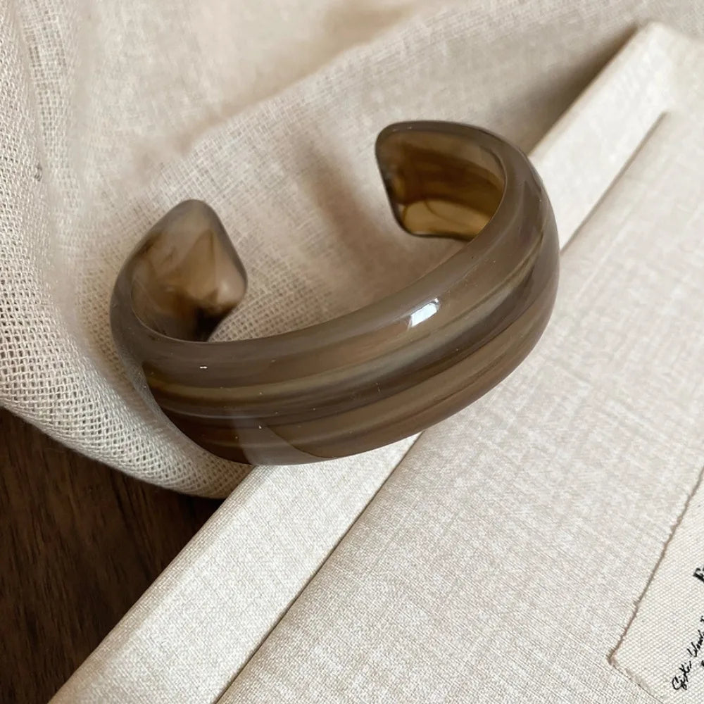 Irregular Acrylic C-Shape Cuff Bangle | Wide Open Wrist Jewelry Acrylic Cuff Bangle PLUSH Style 7
