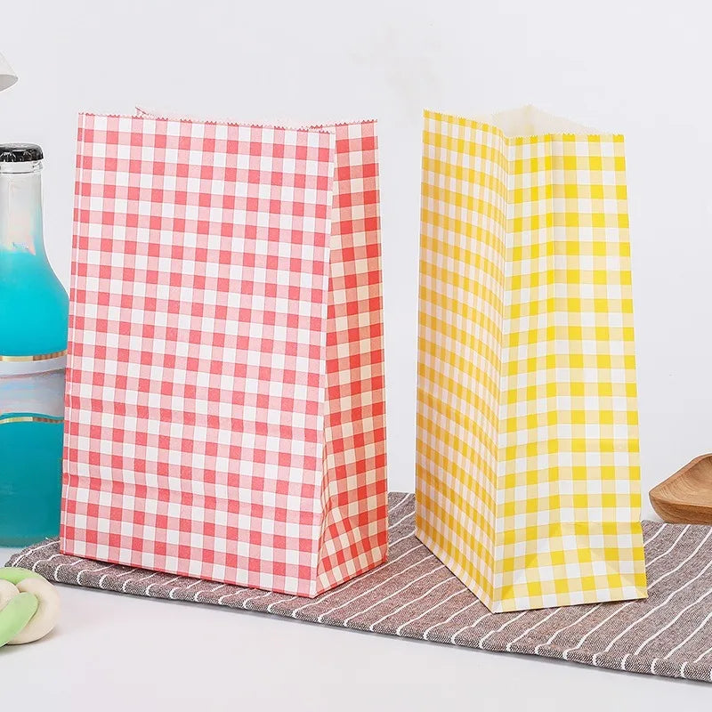 Colorful Checkered Kraft Paper Gift Bags 10/20pcs | Party Favors Party Gift Bags PLUSH