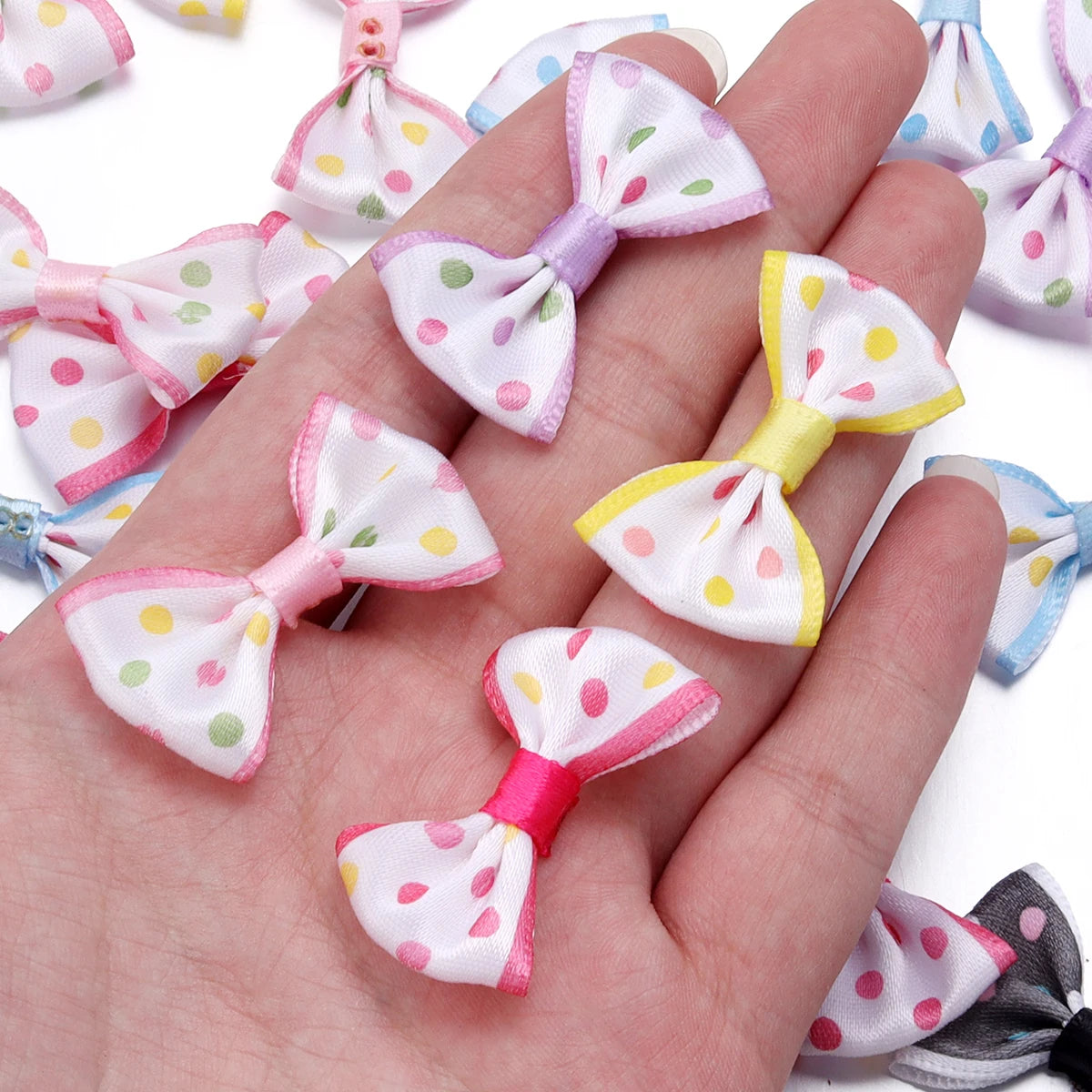 30pcs Polka Dot Ribbon Bows – DIY Hair Accessories & Gift Wrap Ribbon Craft Bows PLUSH