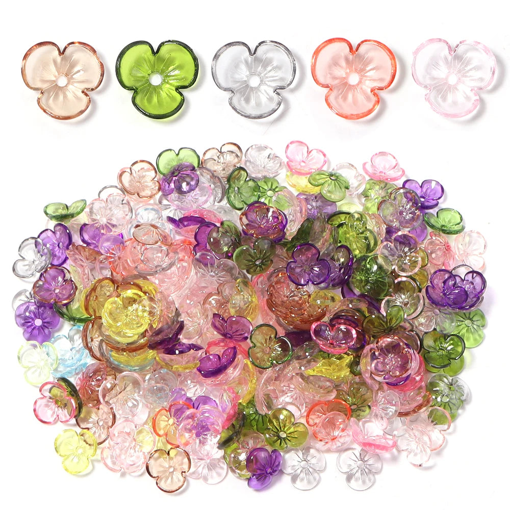 100pcs Flower Petal Resin Spacer Beads – Colorful DIY Jewelry Resin Spacer Beads PLUSH