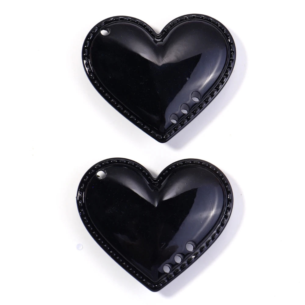 2pcs Large Acrylic Heart Pendant Charms – DIY Jewelry Making Jewelry Charms PLUSH Black