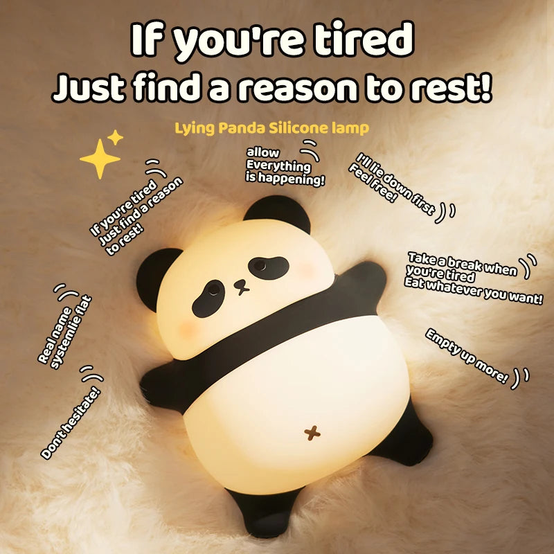 Panda Night Light LED Touch Lamp – USB Rechargeable, 3 Levels LED Night Light PLUSH