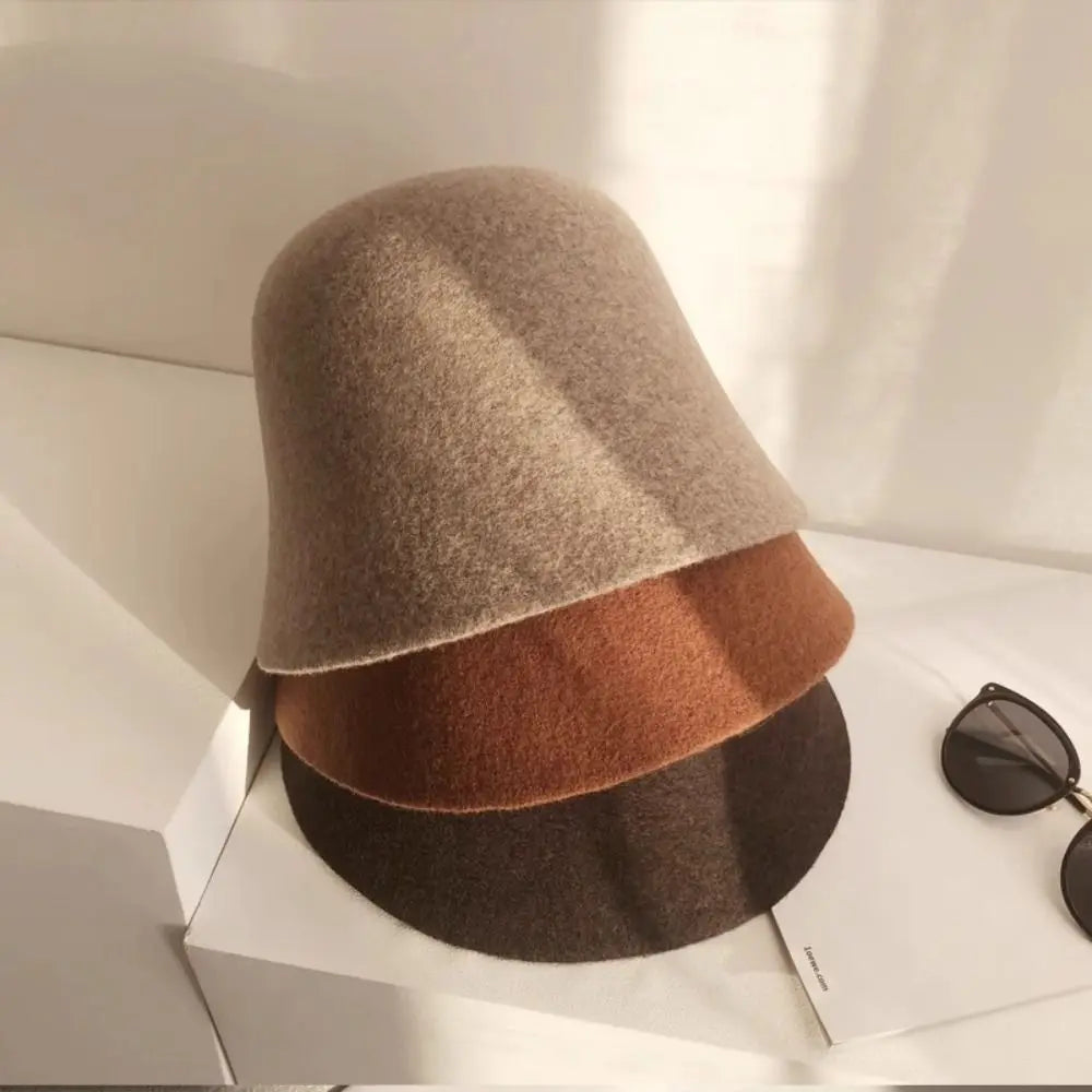 Women's Wool Knit Bucket Hat – Warm Windproof Fisherman Hat Knit Bucket Hat PLUSH