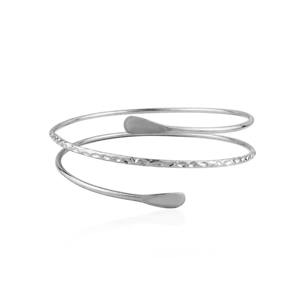 Bohemian Alloy Cuff Bangle – Hollow Leaves & Musical Note Cuff Bangle Bracelet PLUSH silver-A