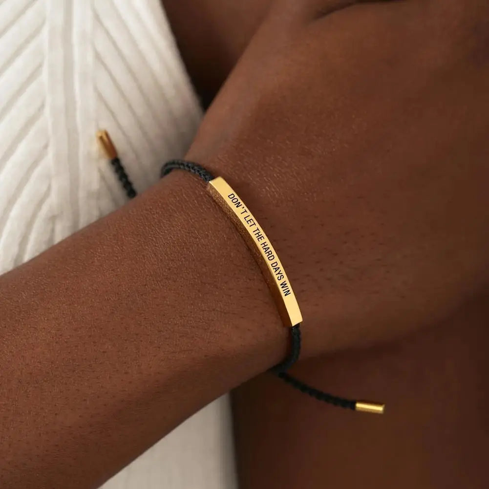 Engraved Titanium Steel Adjustable Hand-Woven Bracelet Woven Engraved Bracelet PLUSH