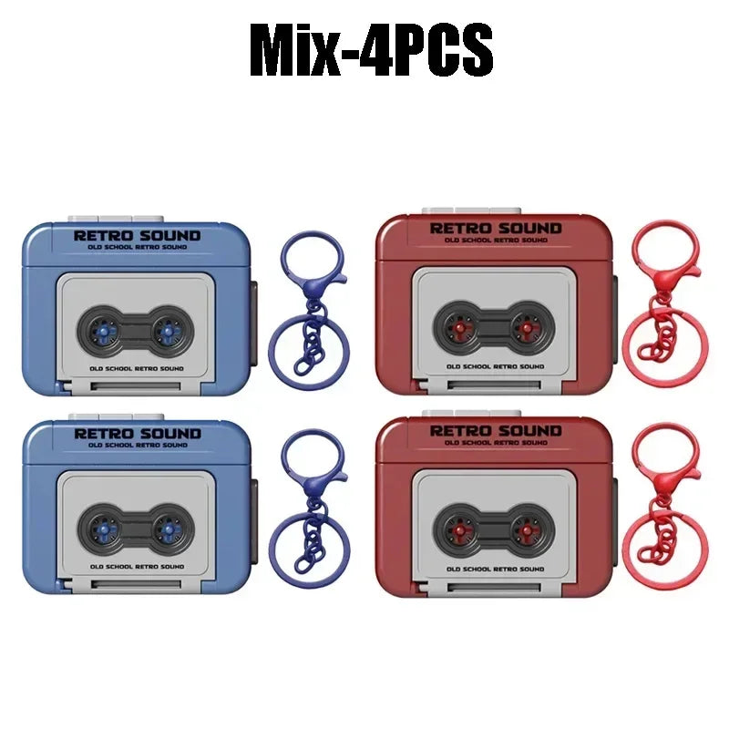 Mini Retro Tape Recorder Keychain – Recordable Voice Pendant Novelty Keychain Toy PLUSH Mix-4PCS
