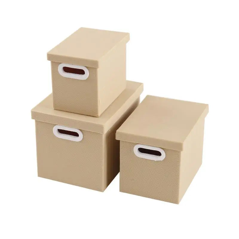 Dollhouse Mini Storage Boxes with Lids – Set of 3 | 1/6 Scale Dollhouse Accessories PLUSH A4