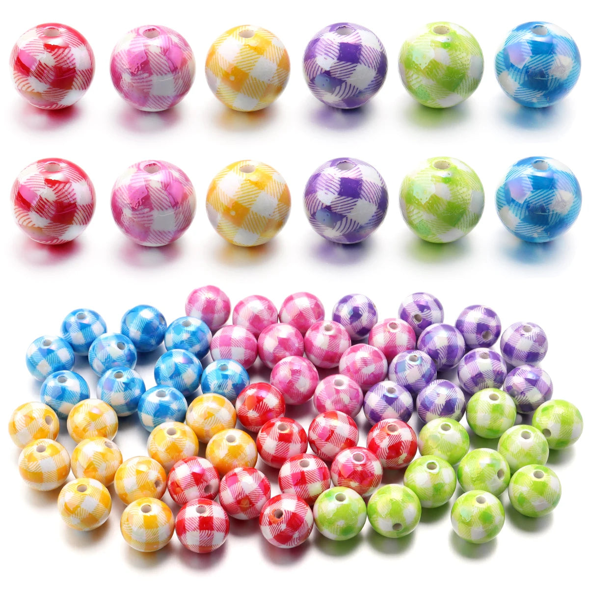 10pcs 16mm Plaid Acrylic Round Spacer Beads – DIY Jewelry Acrylic Spacer Beads PLUSH