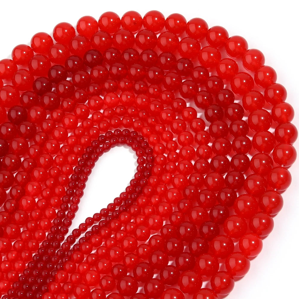 Red Chalcedony Natural Stone Beads 4–12mm | DIY Jewelry Making Natural Stone Beads PLUSH