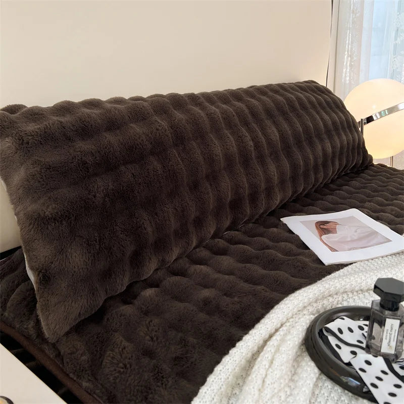Plush Coral Fleece Pillowcase | Soft Envelope Closure Cover Plush Pillowcase PLUSH Coffee 48x150cm