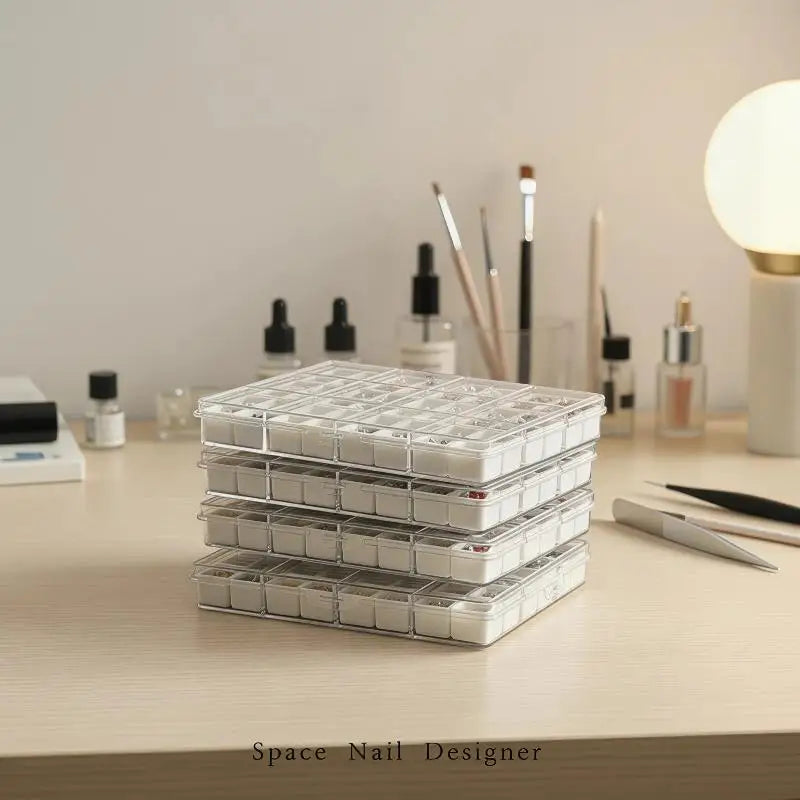 Nail Accessories Storage Box – 24/36/48 Grid Transparent Organizer Nail Accessories Organizer PLUSH
