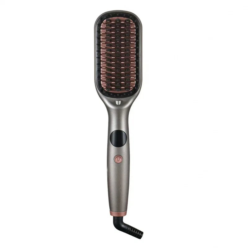 Electric Hot Comb Straightening Brush – Negative Ion Styling Hair Straightening Brush PLUSH Grayish gold UK