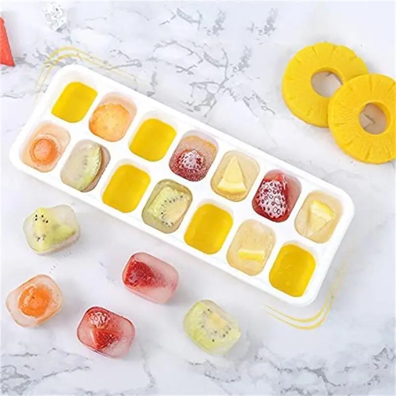 14-Grid Silicone Ice Cube Tray with Lid – Reusable Mold Ice Cube Tray PLUSH