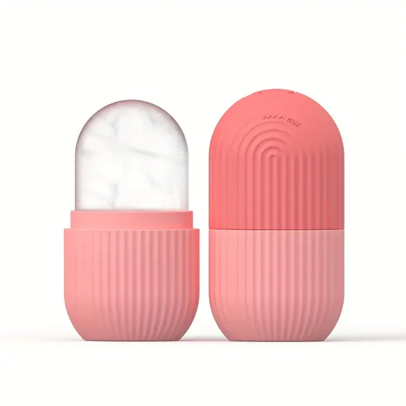 Silicone Ice Ball Face Massager – Contouring Eye Roller Tool Facial Massage Tool PLUSH Pink