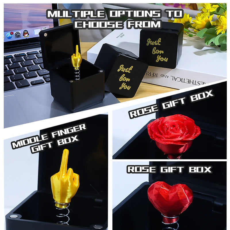 Middle Finger in a Box – Funny Prank Gag Gift & Desk Decor Novelty Gag Gift PLUSH